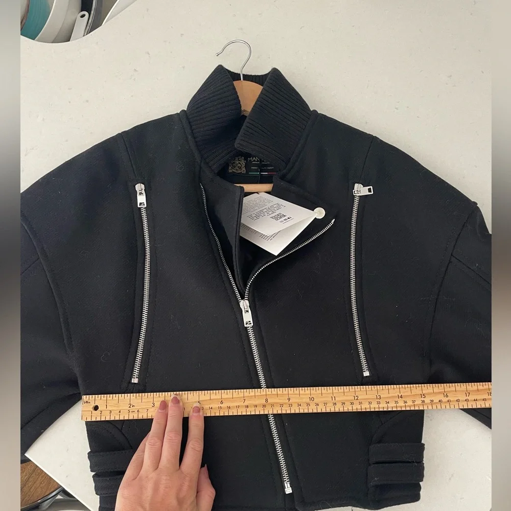 ZARA Italian Wool oversized Crop Biker jacket - Picture 7 of 15
